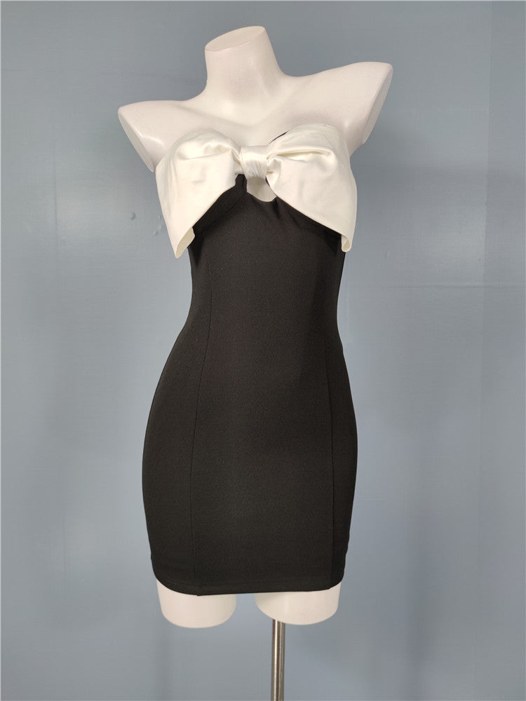 SATIN BOW BODYCON MINI DRESS, PARTY