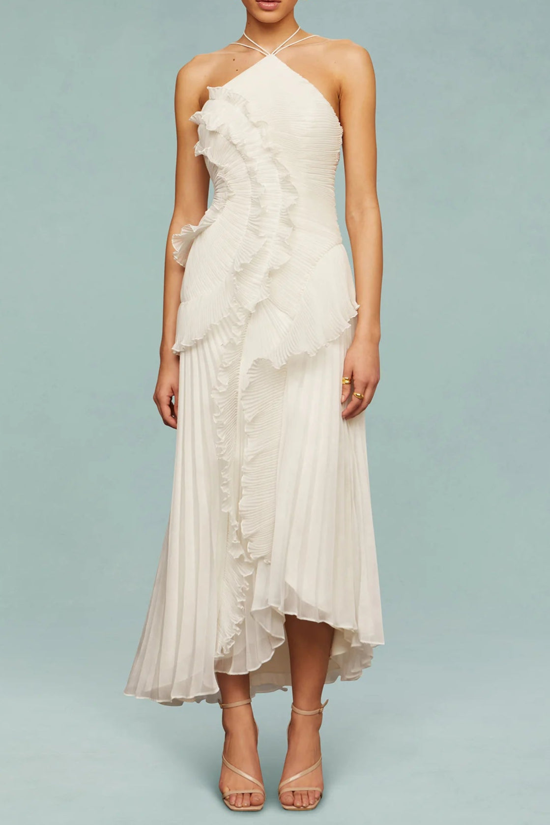 00bfc75c-1f4f-40d0-b598-fe392545db94 ALVA SLEEVELESS FOLD SLIT MAXI DRESS, WHITE WEDDING GUEST