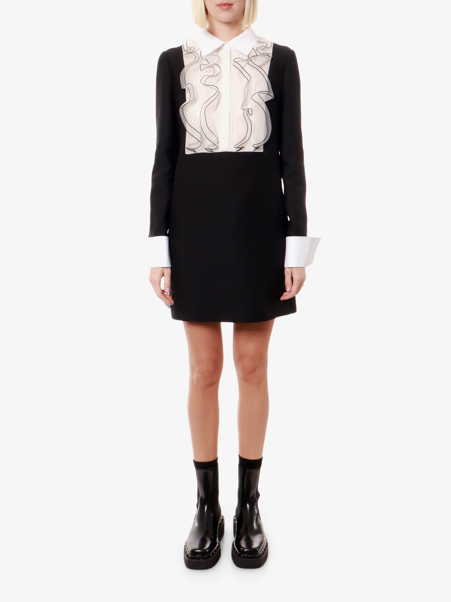 TWO-TONE RUFFLE MINI DRESS FOR PARTY