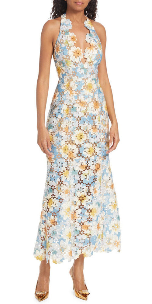 V-neck Side Split Long Dress