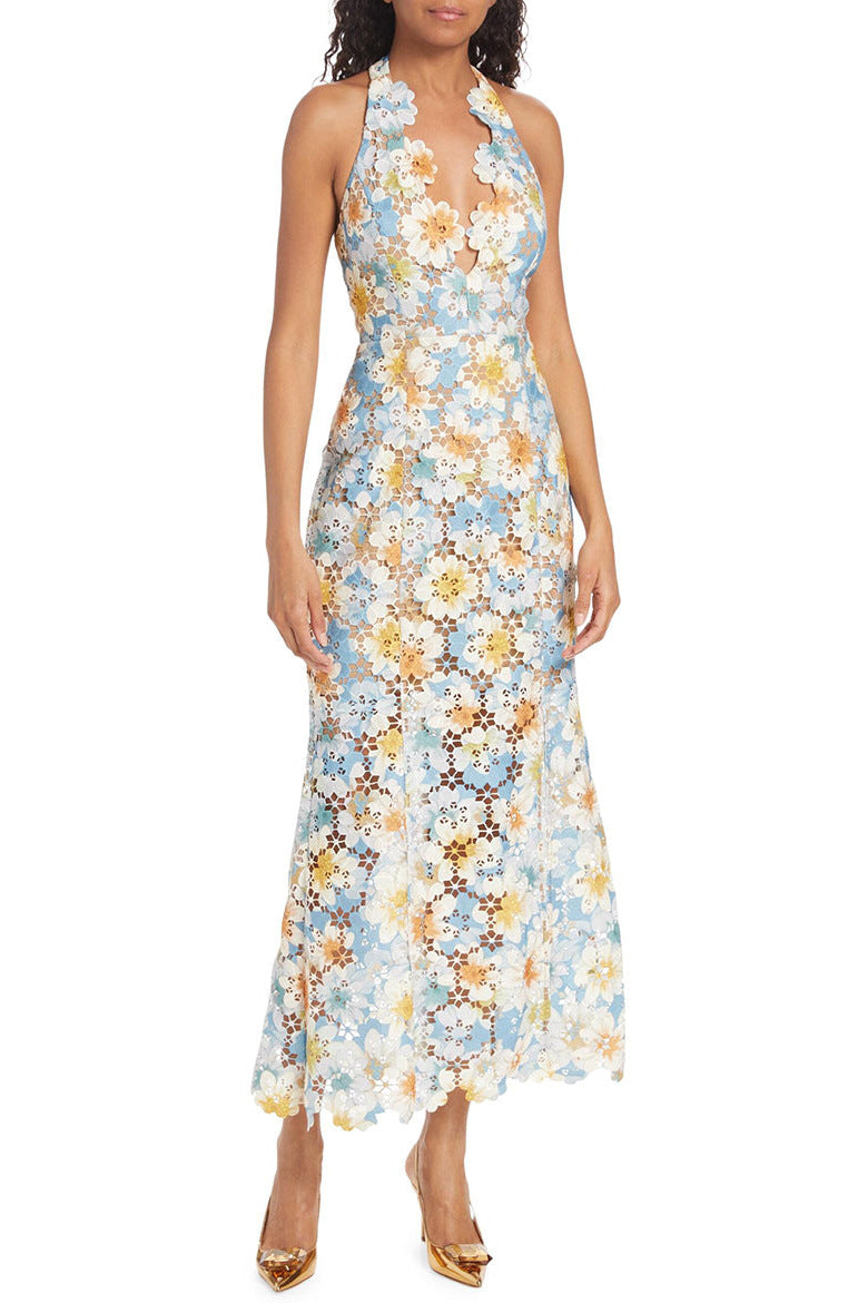 V-neck Side Split Long Dress