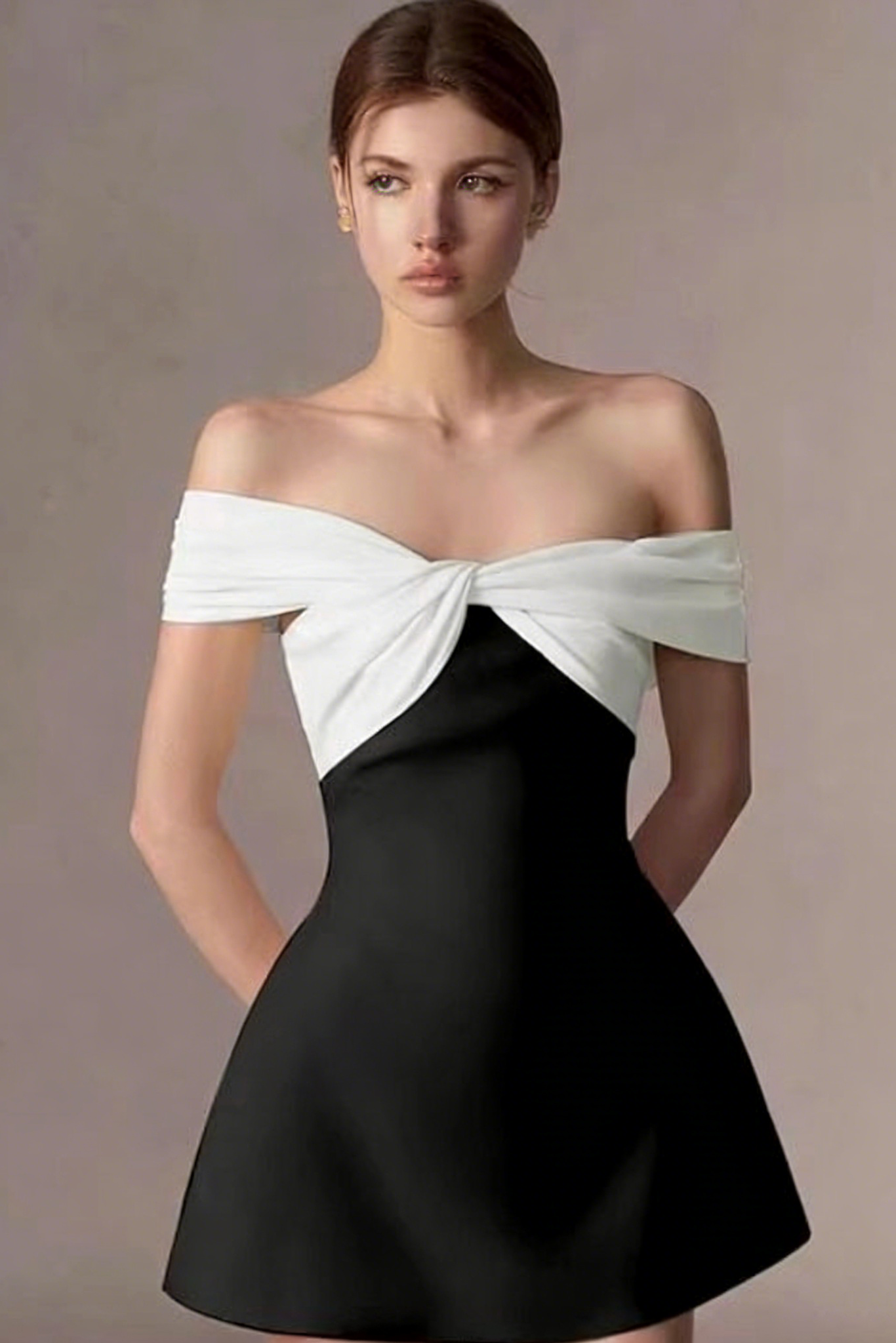 OFF-SHOULDER TWISTED FRONT MINI DRESS FOR PARTY