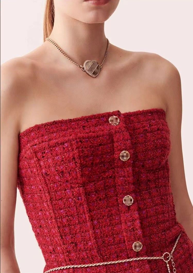 TWEED BUSTIER CROP TOP SKIRT SUIT FOR COCKTAIL