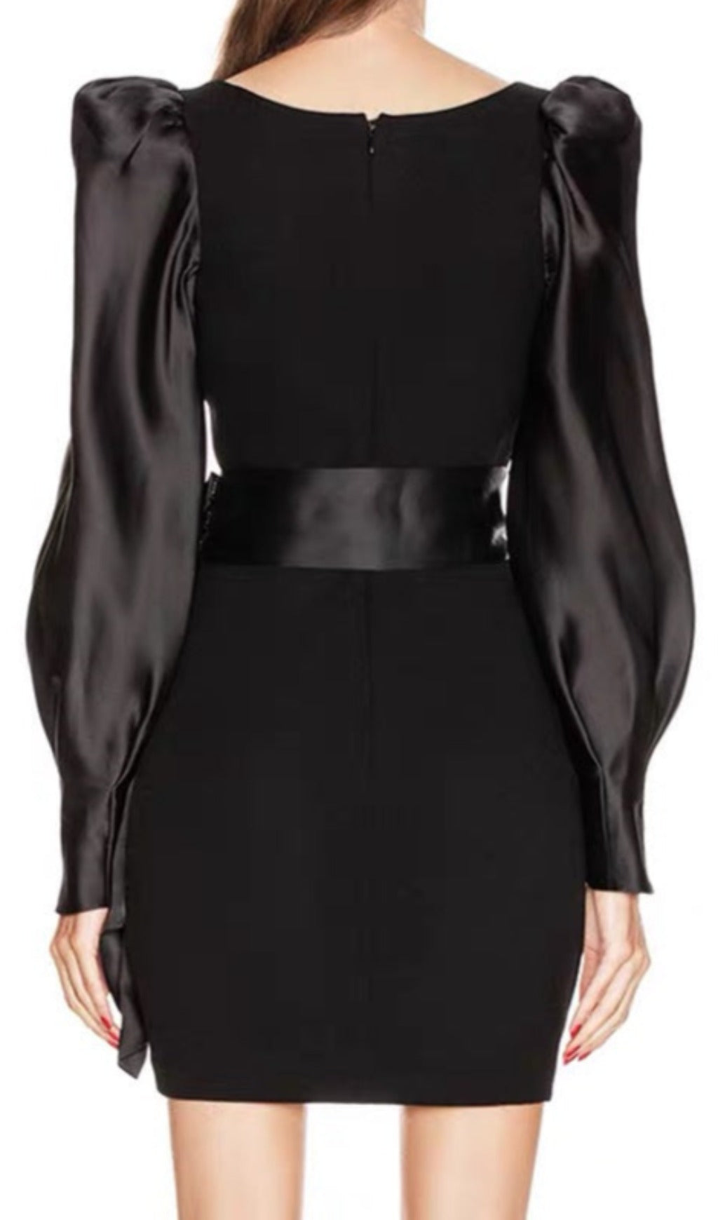 WOOL CREPE SILK SATIN MINI DRESS, COCKTAIL PARTY
