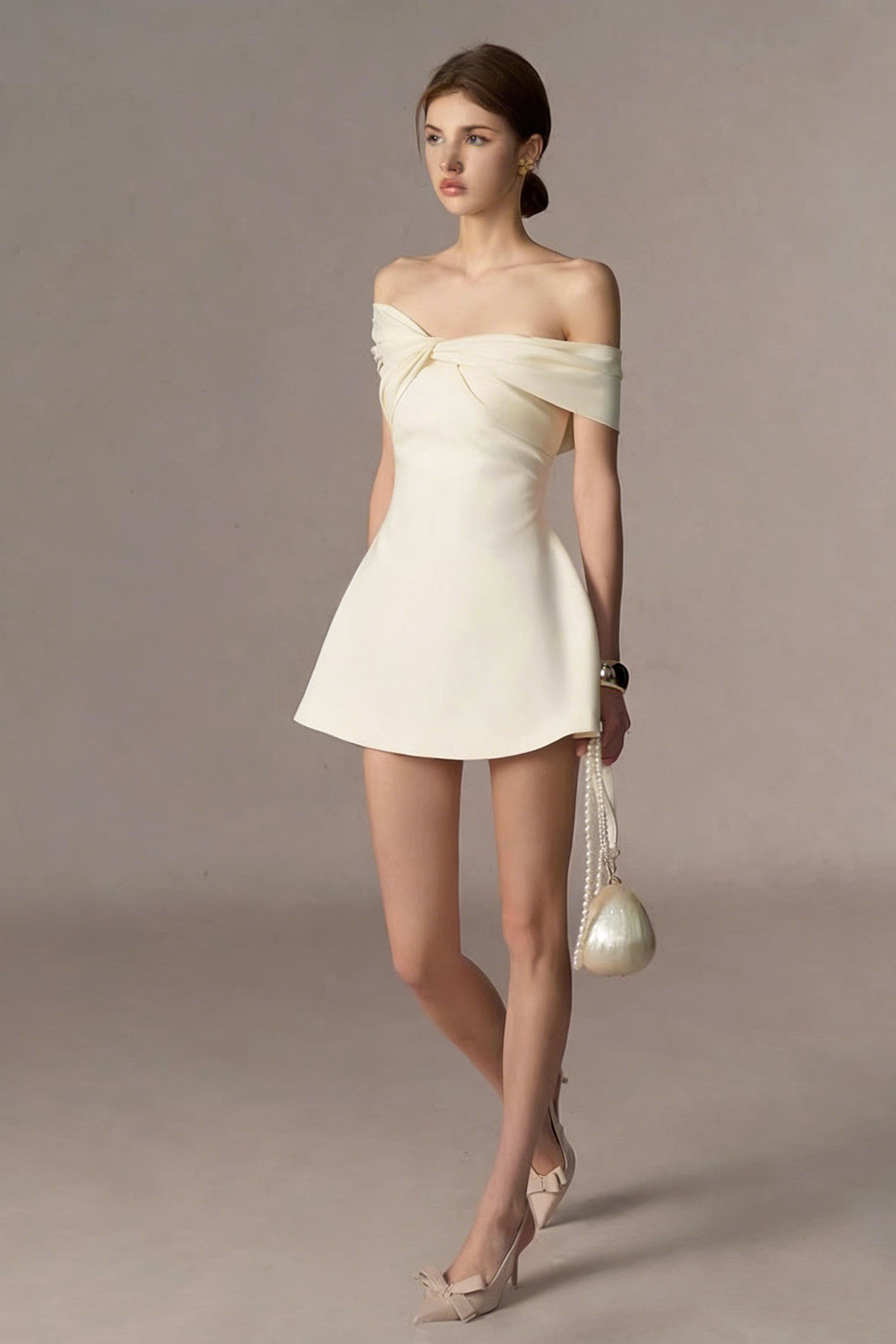 OFF-SHOULDER TWISTED FRONT MINI DRESS FOR PARTY