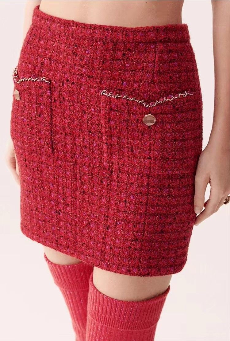 TWEED BUSTIER CROP TOP SKIRT SUIT FOR COCKTAIL