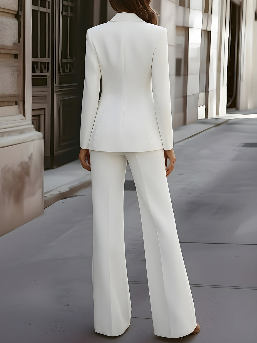 FLORAL LAPEL TAILORED PANTSUIT - WEDDING GUEST BLAZER SET