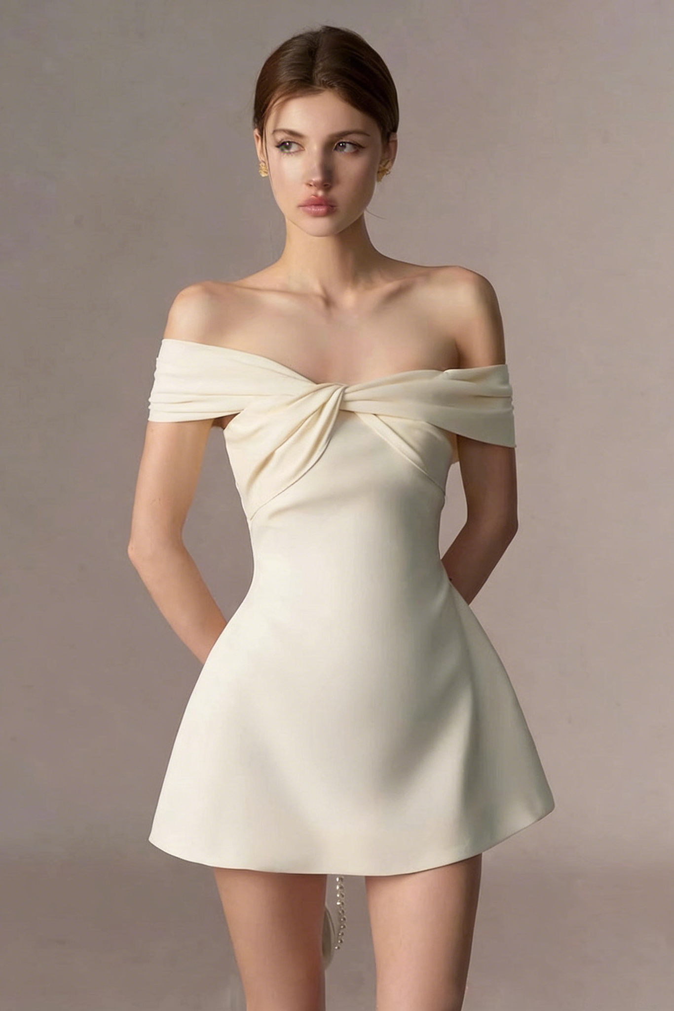 OFF-SHOULDER TWISTED FRONT MINI DRESS FOR PARTY