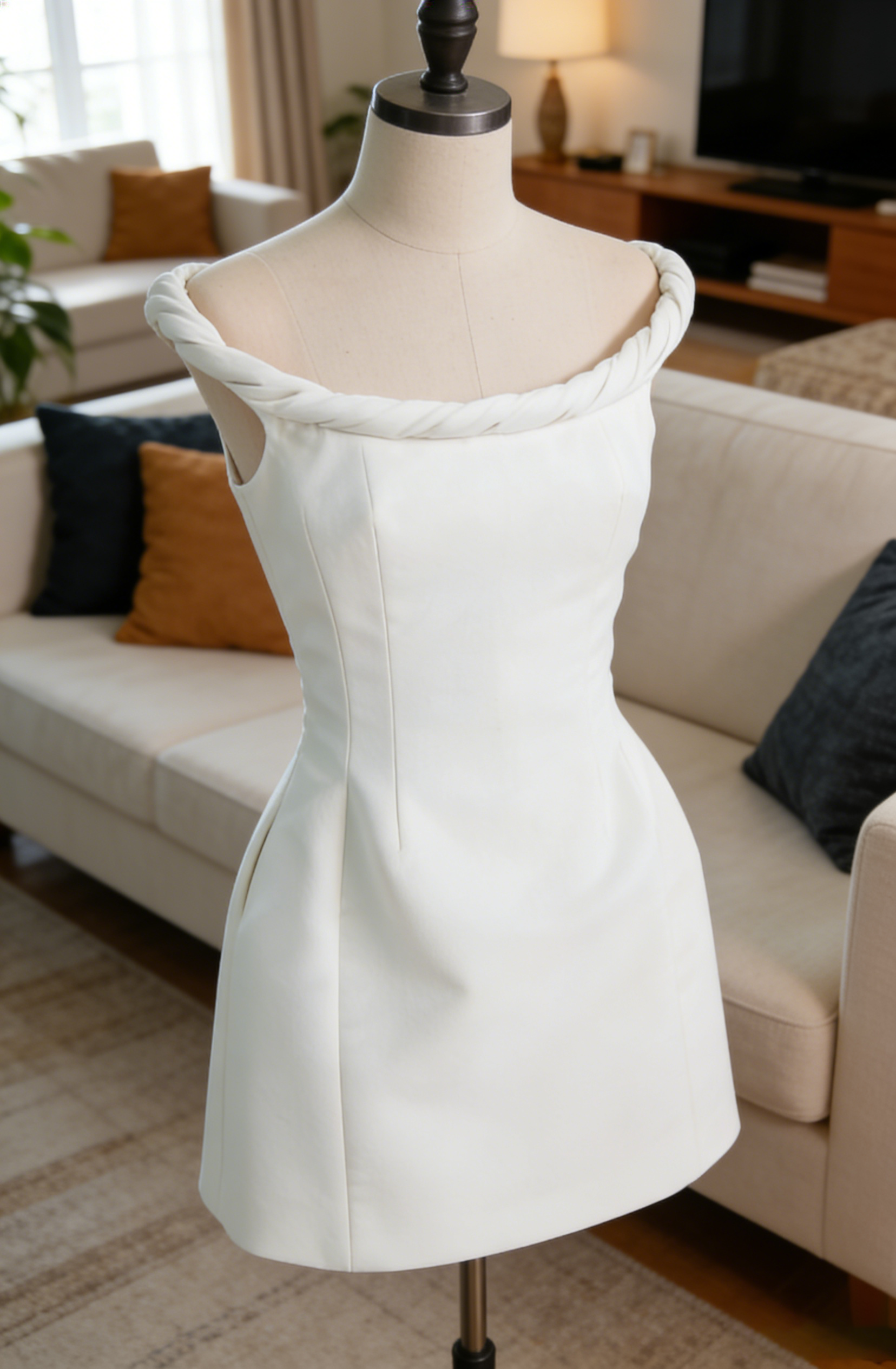 032010 CALWA OFF-SHOULDER FLARE MINI DRESS FOR PARTY
