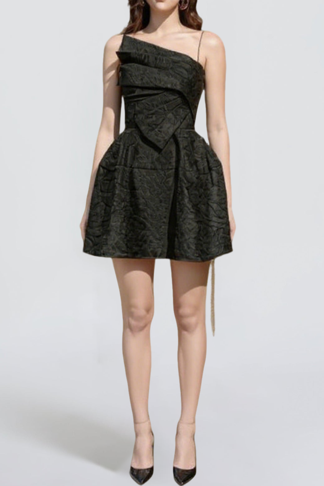 STRAPY HEM BLACK MINI DRESS FOR PARTY