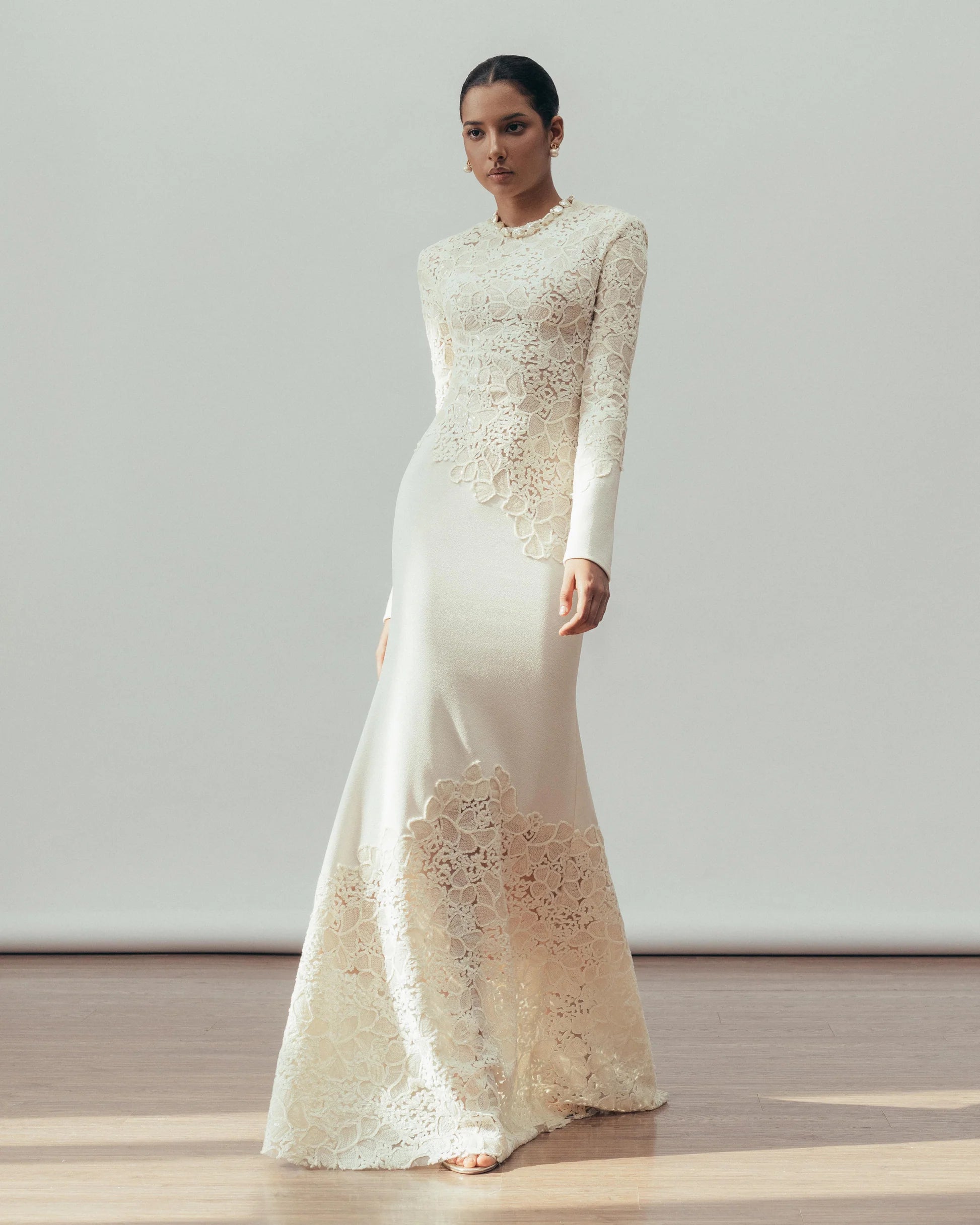 JOANNA WHITE EMBROIDERED MAXI DRESS, LONG SLEEVE