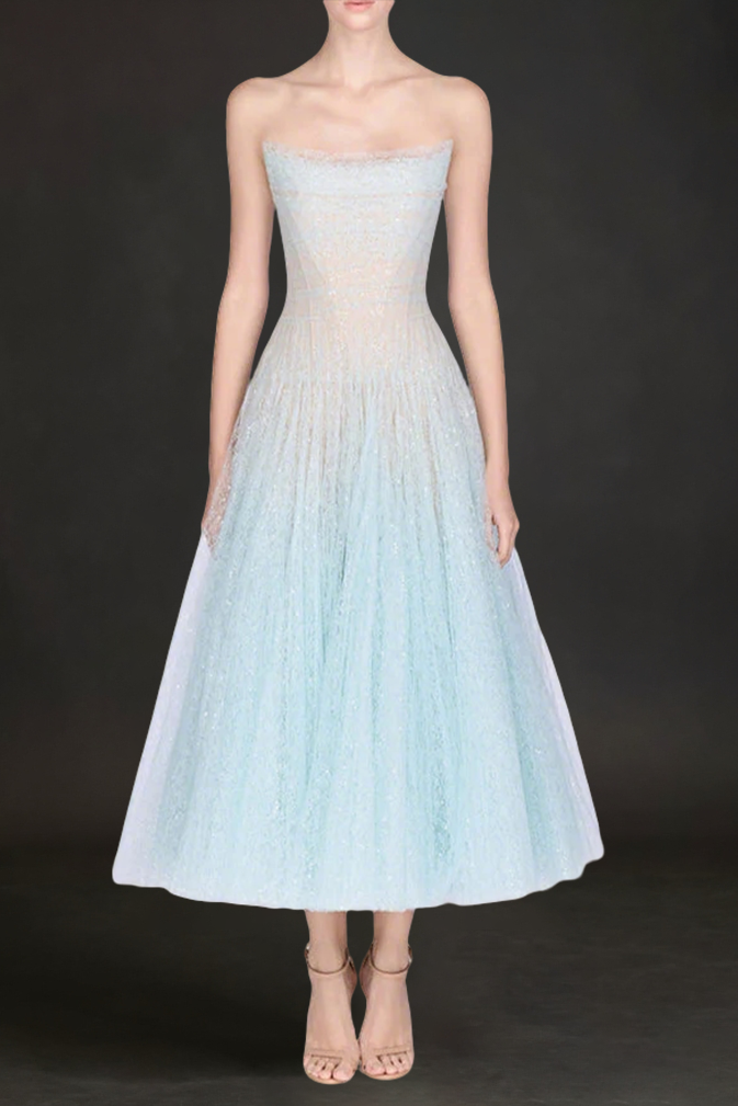 0393154819-4142-835B3FFEB7B1D4 BLUE DRAPED LACE MIDI DRESS FOR EVENING