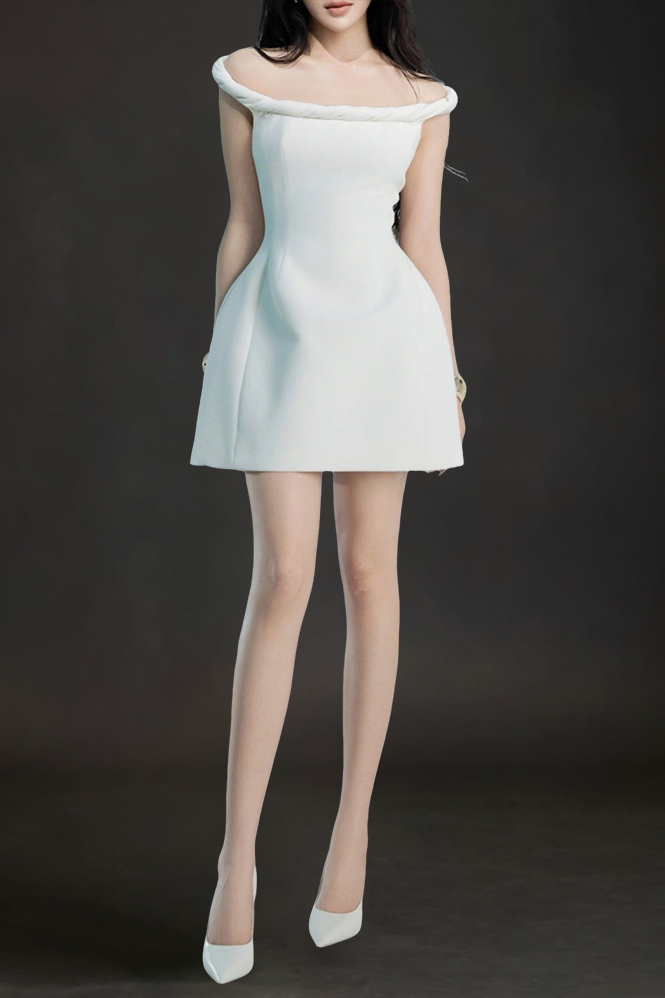 0393315481C9-142-8E9-5B3FFEB7B1D4 CALWA OFF-SHOULDER FLARE MINI DRESS FOR PARTY