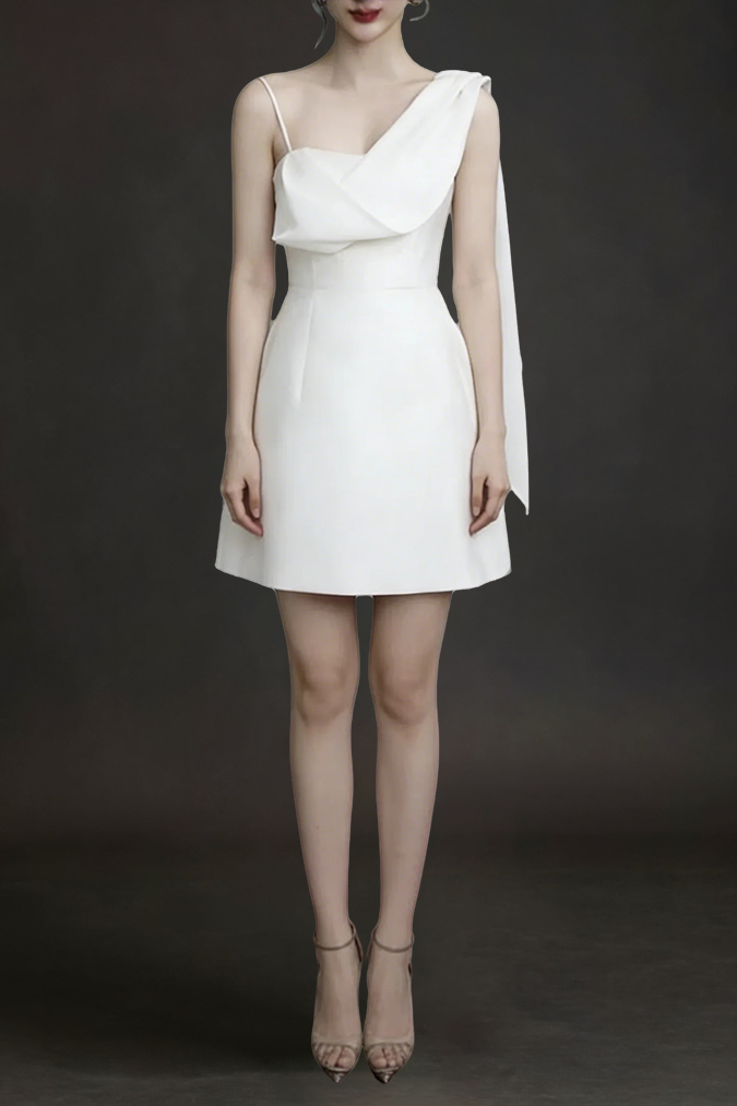 0393315481C983E9-5B3FFEB7B1D4 WHITE ASYMMETRICAL ONE-SHOULDER MINI DRESS