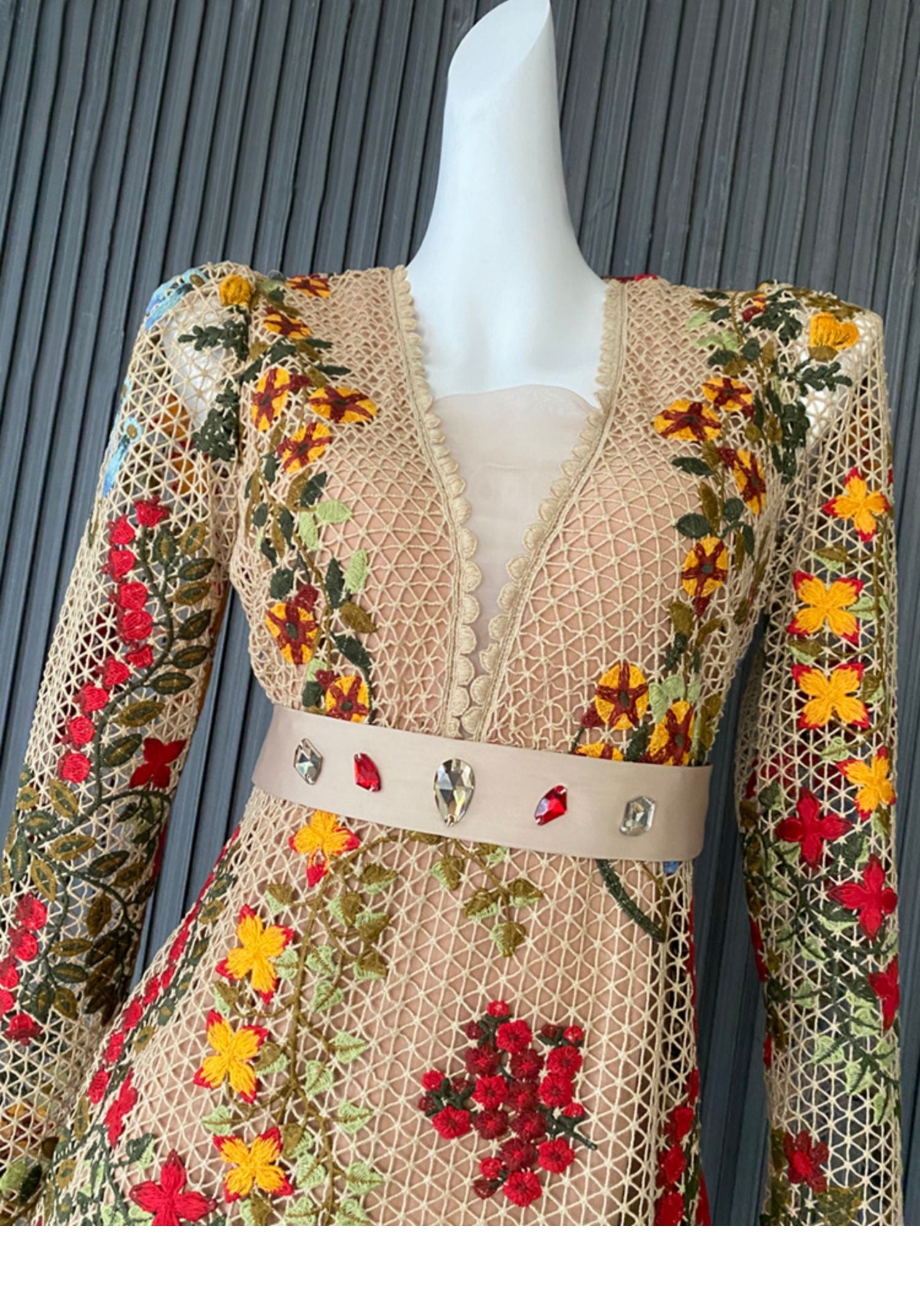 FLORAL EMBROIDERY MINI DRESS, A-LINE, GARDEN PARTY