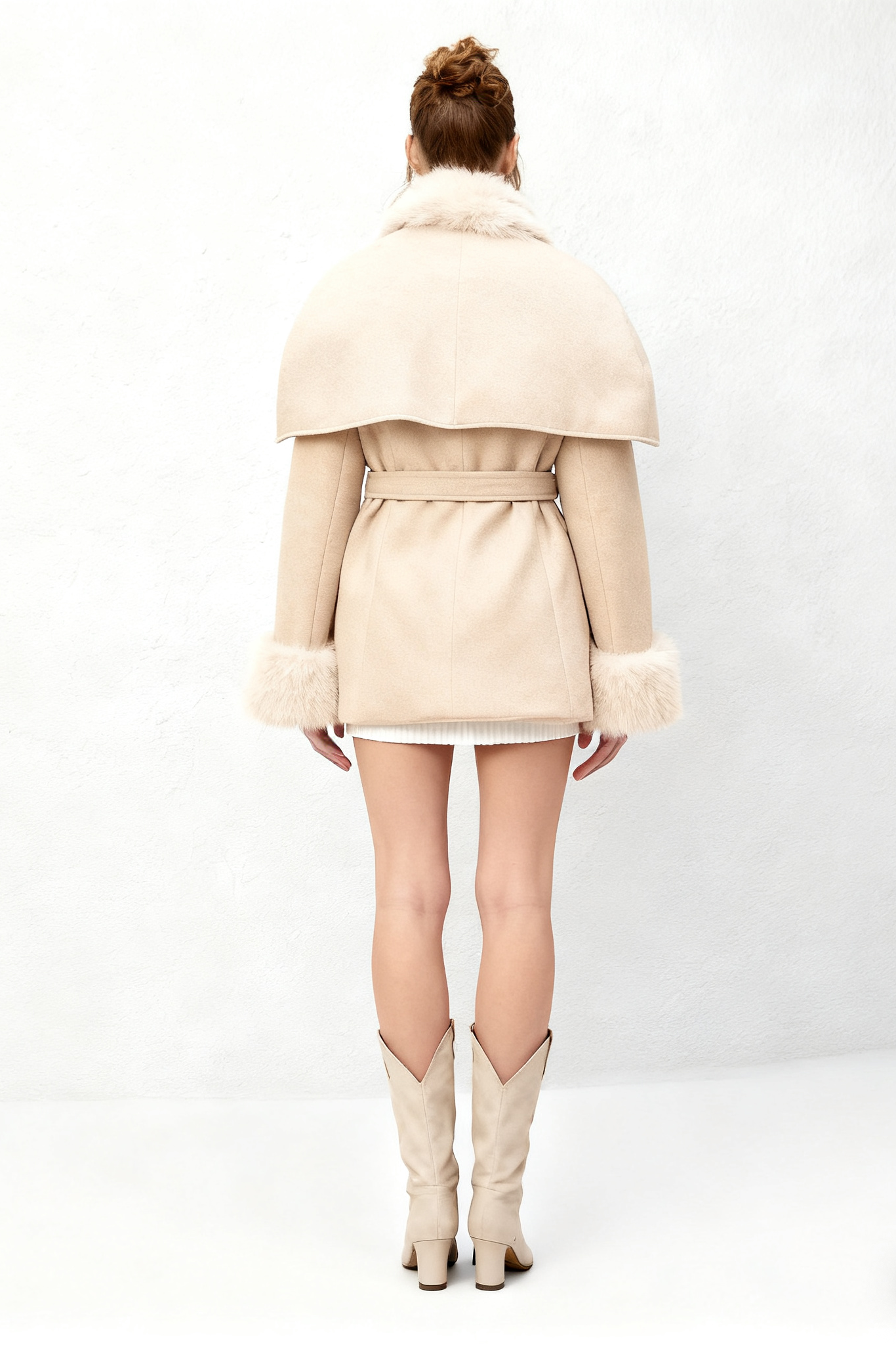 ROSELLA DETACHABLE CAPE FAUX FUR COAT