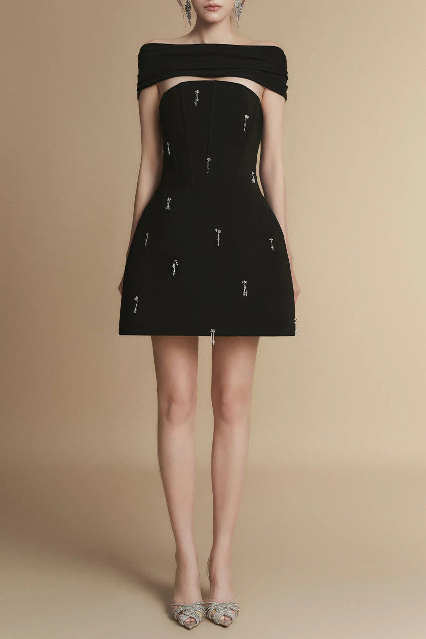 A-LINE SLEEVELESS POLYESTER MINI DRESS