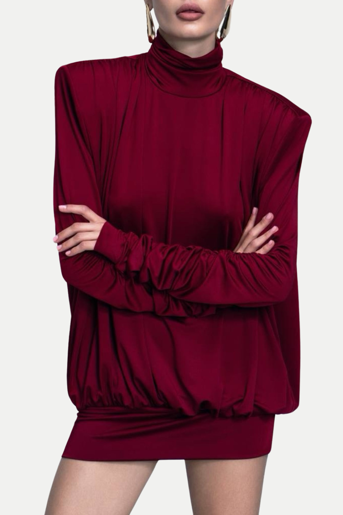 ALESTAIR BACKLESS RUCHED MINI DRESS - RED