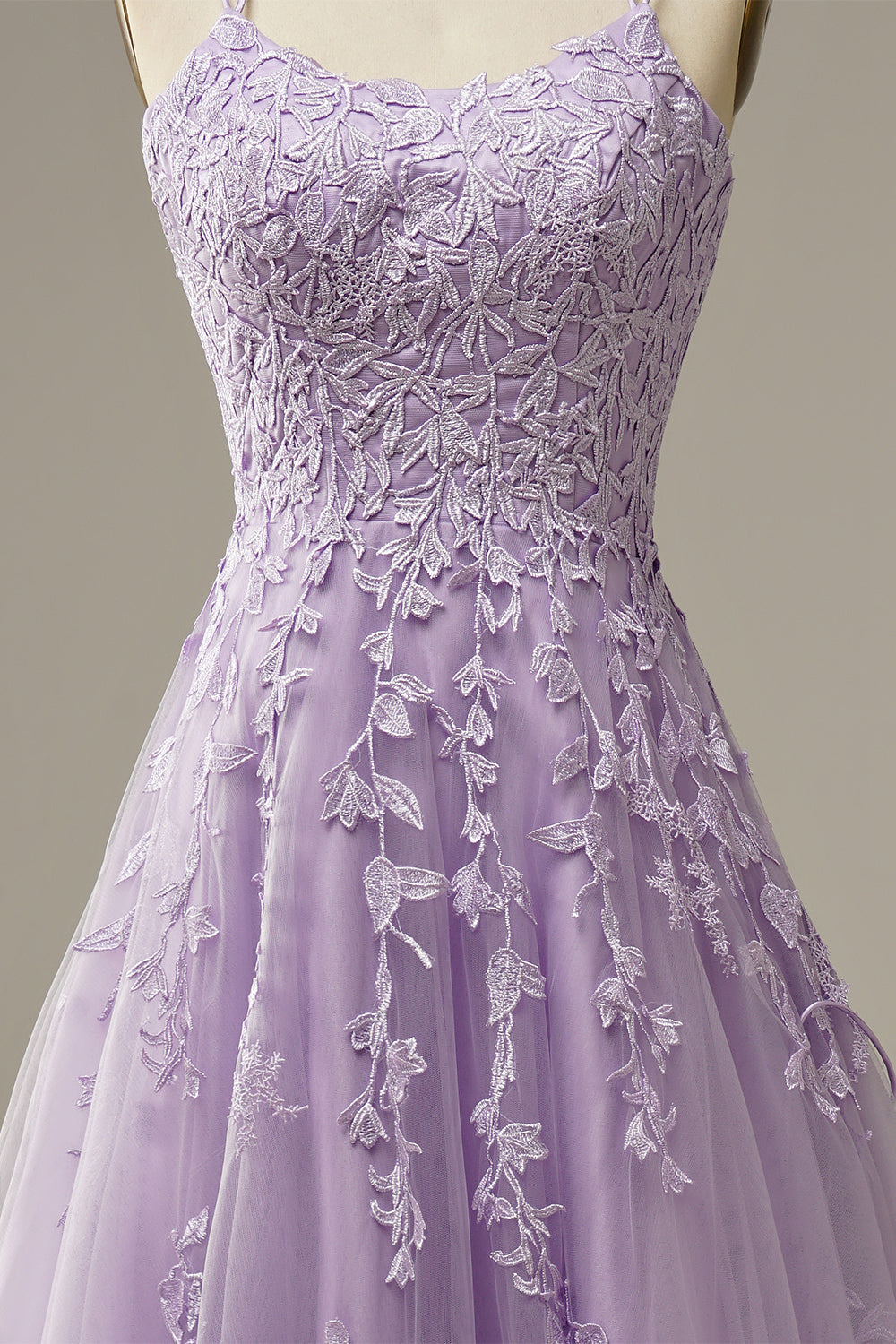 PURPLE A-LINE SPAGHETTI STRAP LONG PROM DRESS