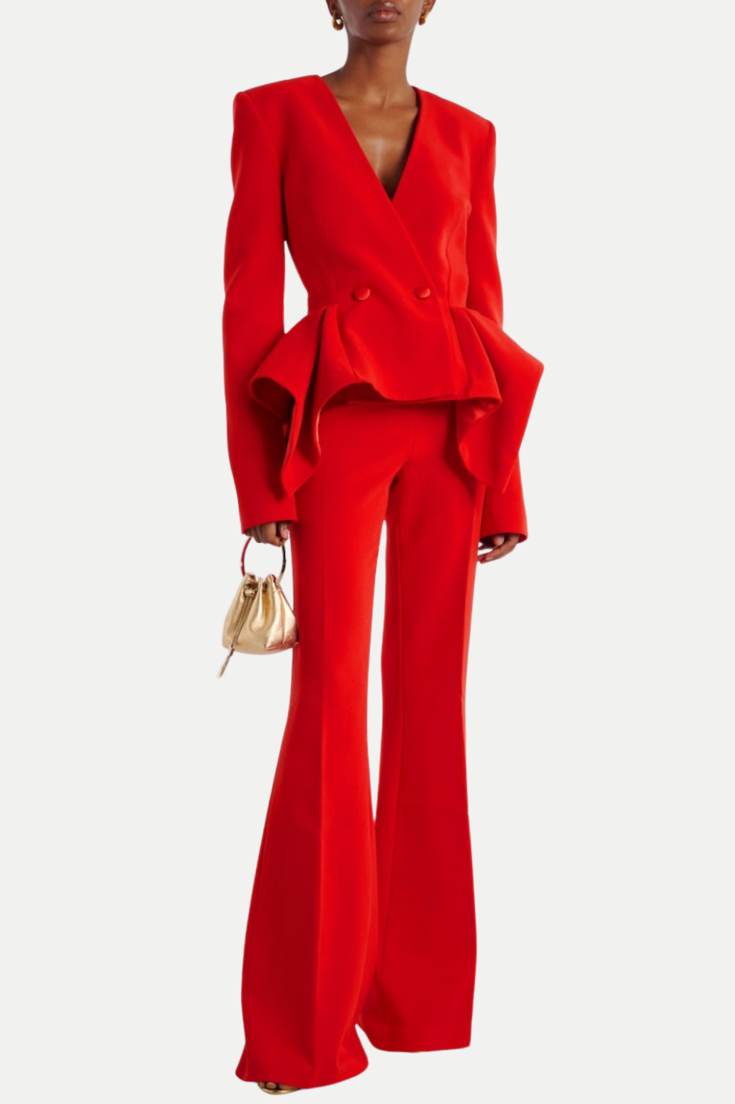 AUDITH RUFFLED BLAZER TWO PIECE SET