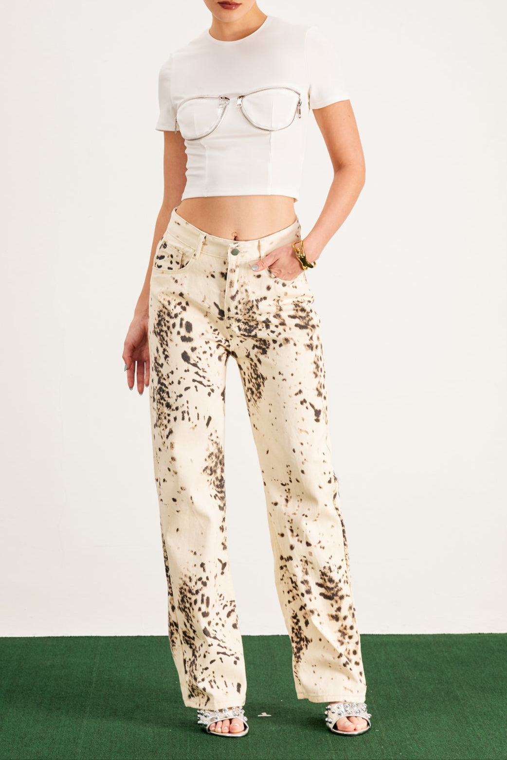 BALWINDER BLEACHED LEOPARD PANTS