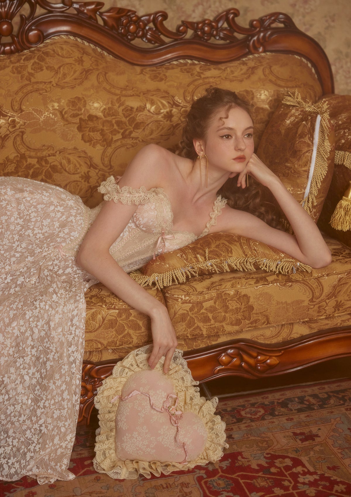 NUDE AURORA LACE FLORAL MIDI DRESS