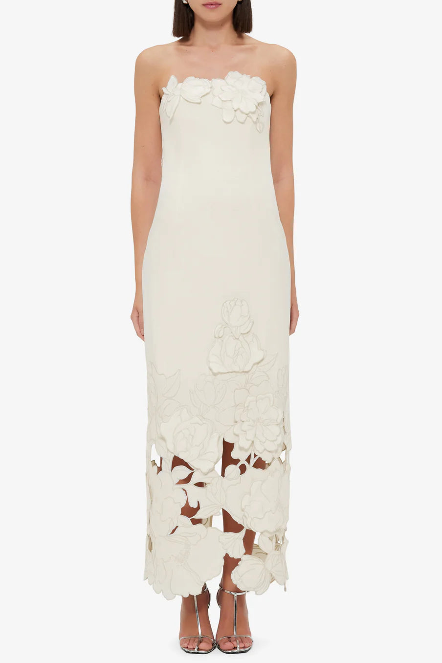 LOUISE APPLIQUÉ BUSTIER MAXI DRESS WHITE