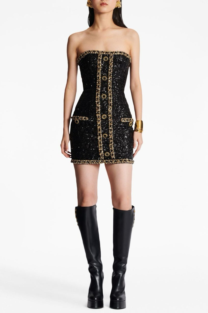 CLEO SEQUIN EMBELLISHED STRAPLESS MINI DRESS