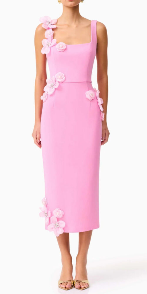 sabrina 3d flower Midi Dress in Pink sabrina 3d flower Midi Dress in Pink