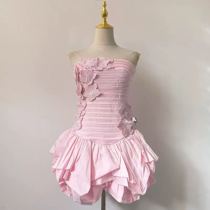 COLEKA FLORAL STRAPLESS MINI DRESS FOR PARTIES