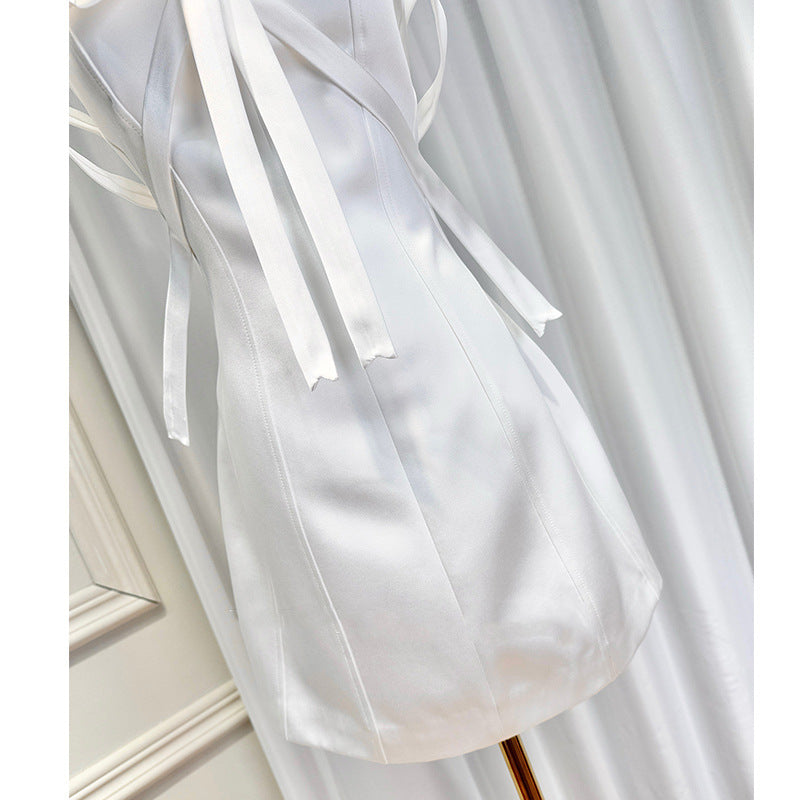 WHITE BOW STRAPLESS MINI DRESS, COCKTAIL PARTY