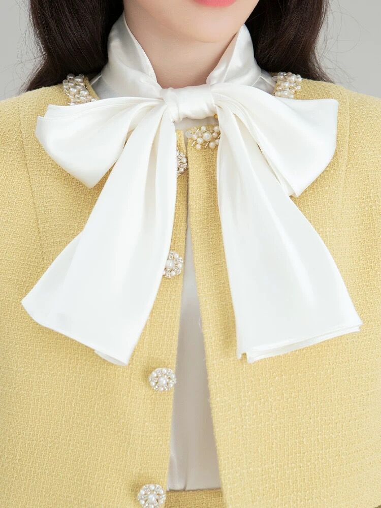 YELLOW LONG SLEEVE BLAZER SKIRT SET FOR WORK