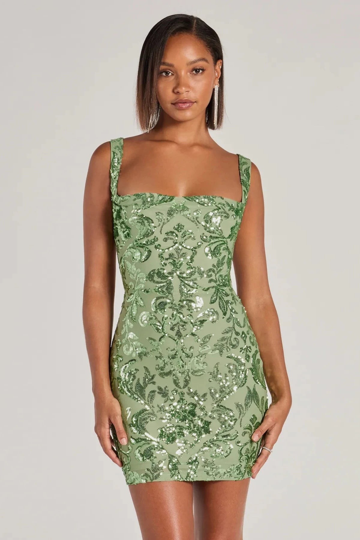 AUBREE LACE-UP SEQUIN COCKTAIL DRESS