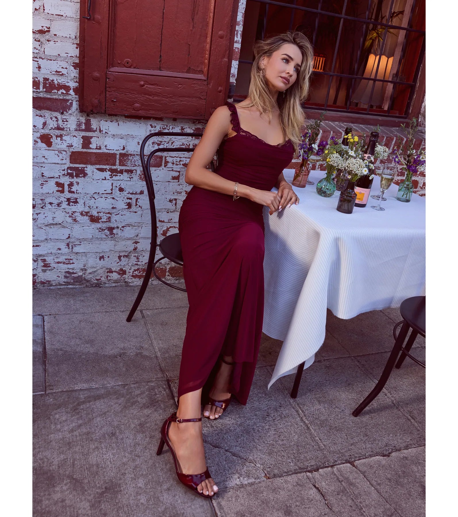 MORGAN LACE-UP RUCHED MERMAID COCKTAIL DRESS