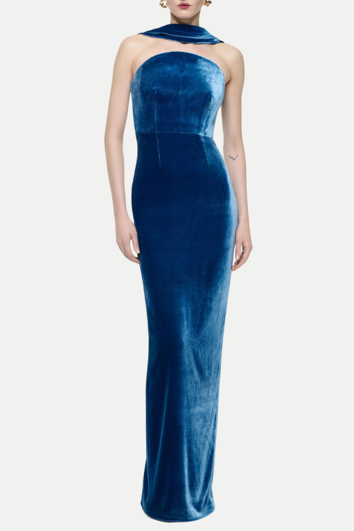 EADWARD VELVET HALTER MAXI DRESS
