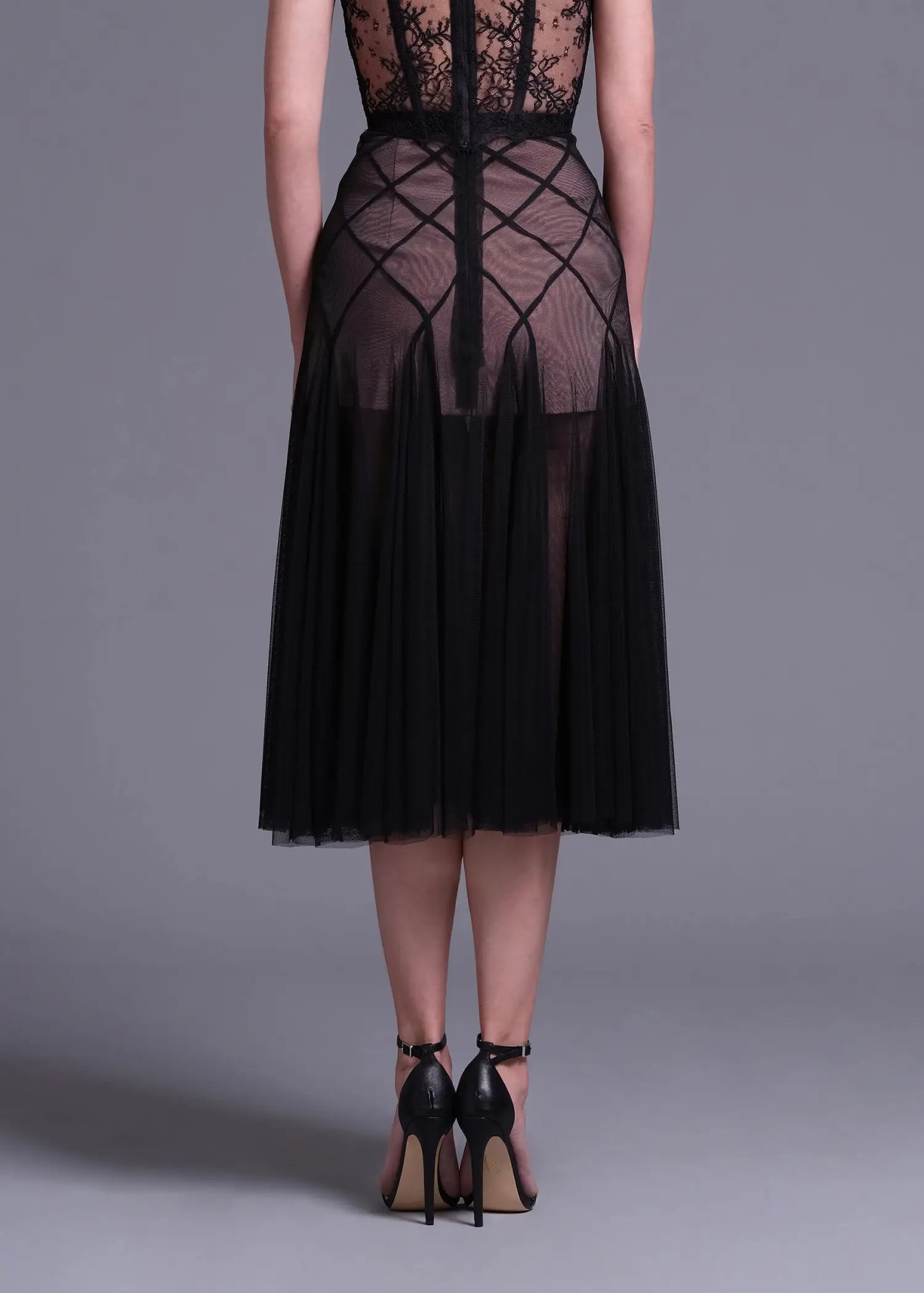 FLORAL LACE OFF-SHOULDER BUSTIER CORSET SKIRT SET