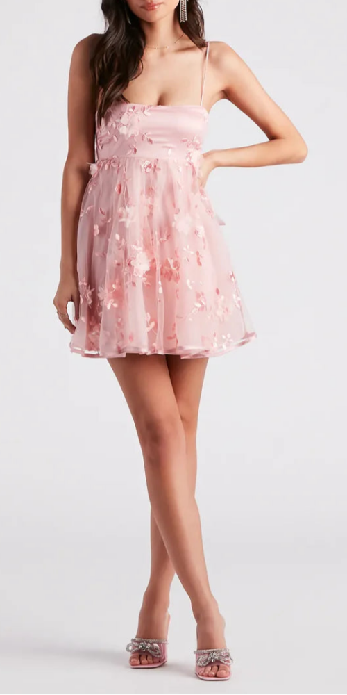 Flower Mini Party Dress