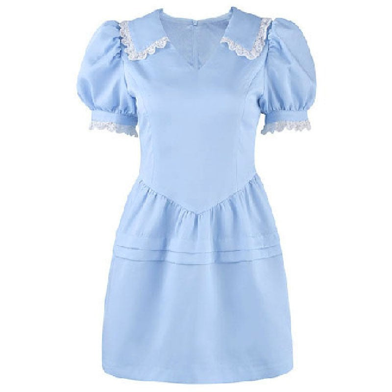 BLUE BUBBLE SLEEVE MINI DRESS FOR PARTY