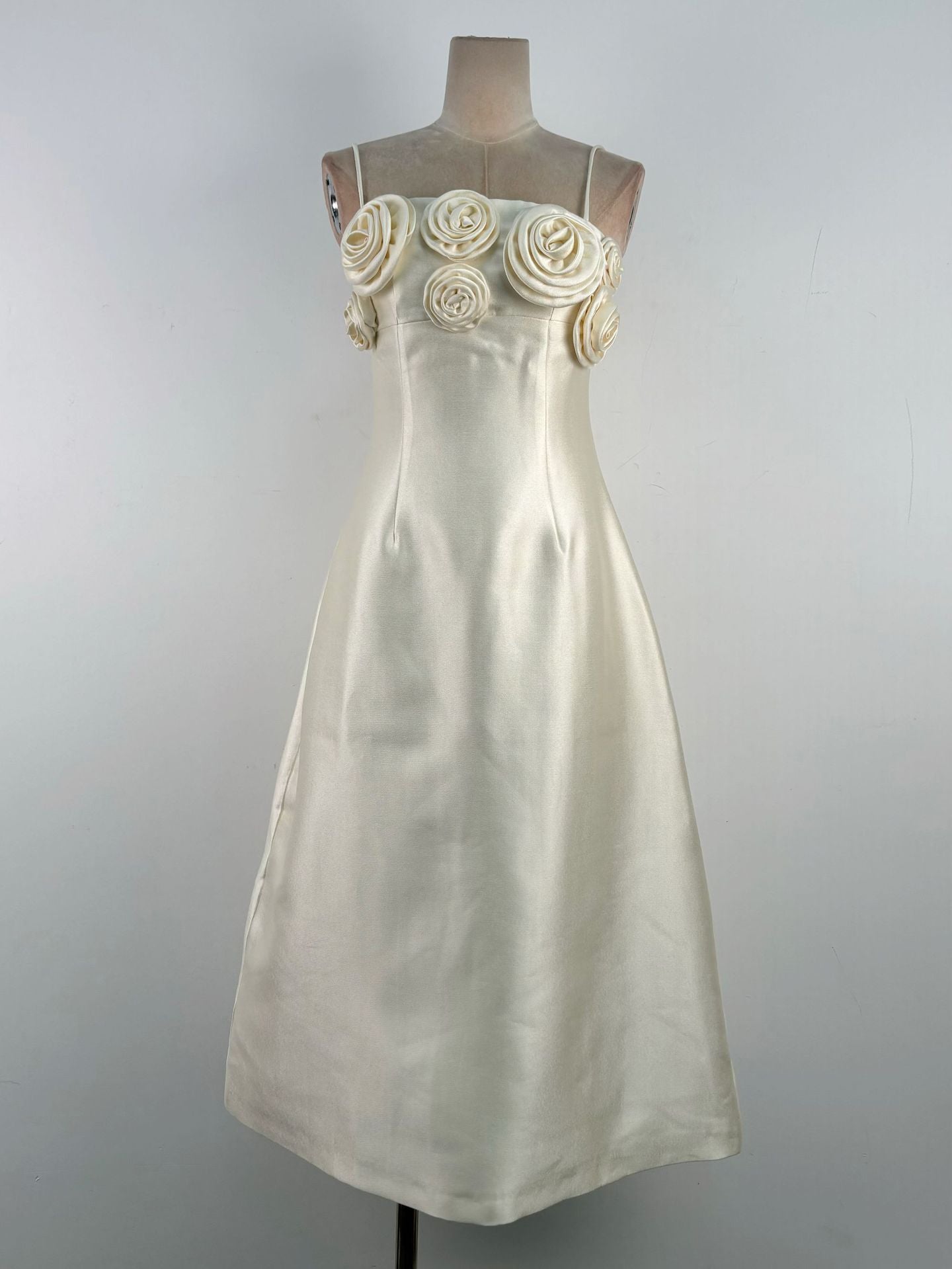 A-LINE FLOWER MIDI DRESS FOR WEDDING GUEST