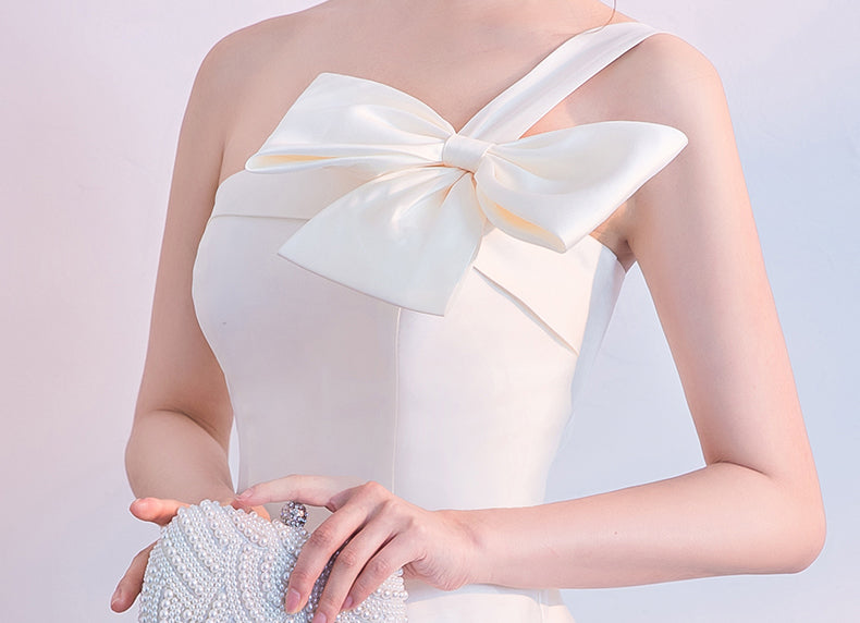 STRAPLESS BOW MINI DRESS WHITE COCKTAIL PARTY