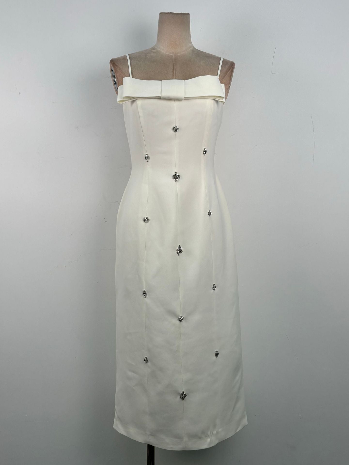 SHEATH STRAIGHT NECK TAFFETA MIDI DRESS