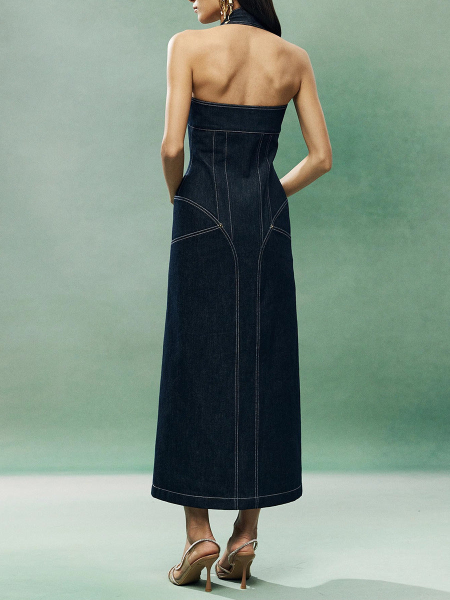 DENIM PATCHWORK MAXI DRESS, CASUAL