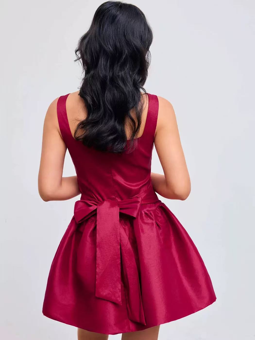 RED SLEEVELESS CAMI MINI DRESS FOR PARTY