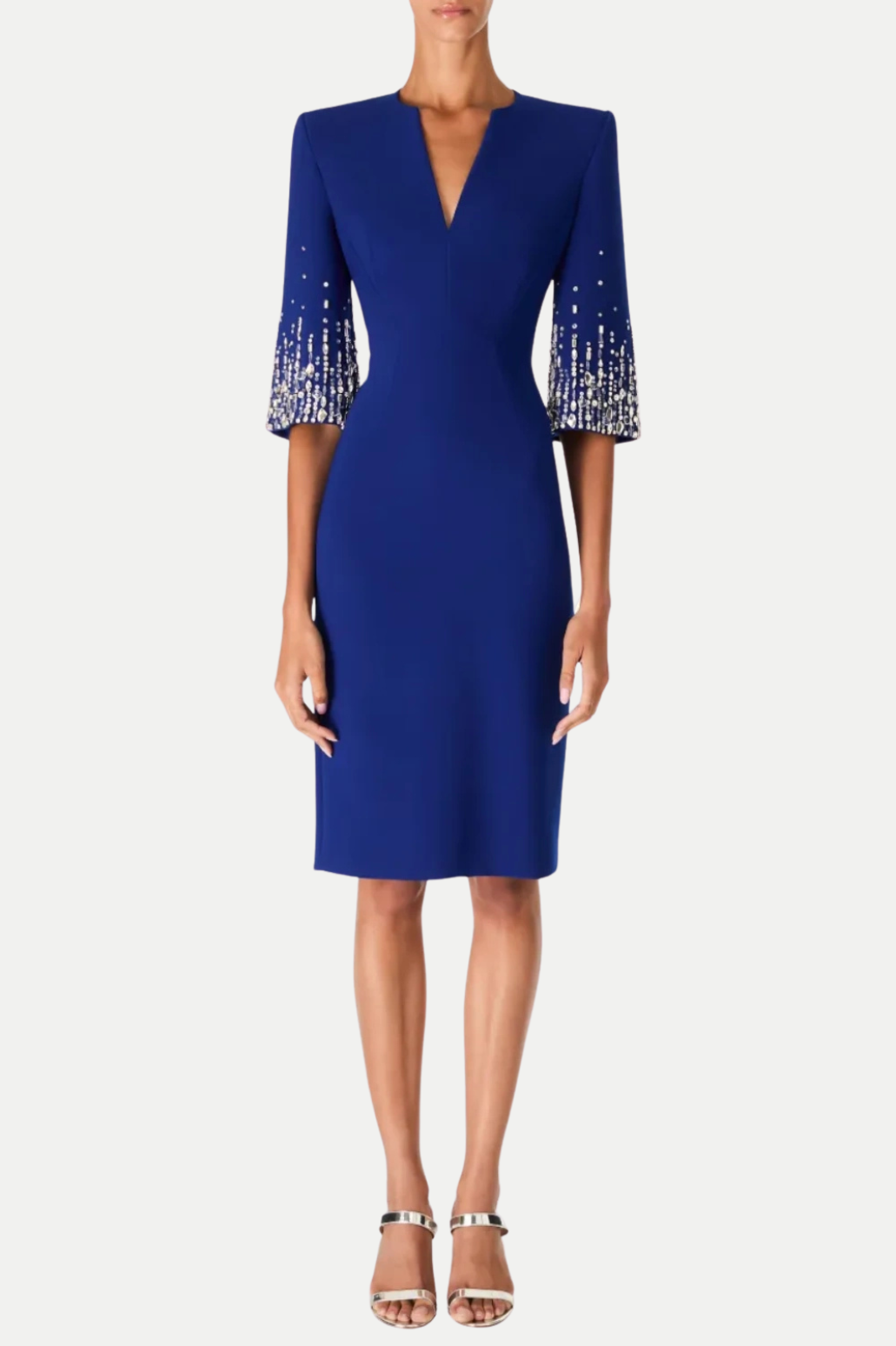 FULIA DIAMANTE EMBELLISHED MIDI DRESS - BLUE