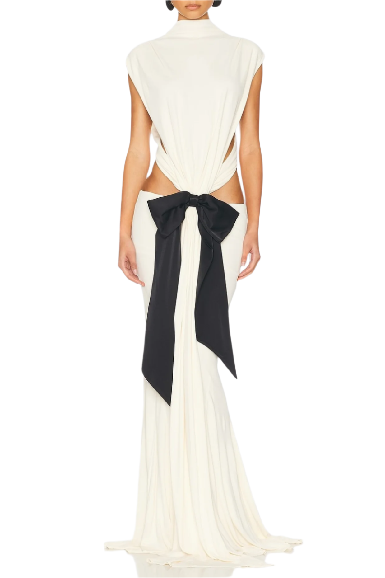 GRAILLOT BOW CUTOUT BACKLESS MAXI DRESS - WHITE