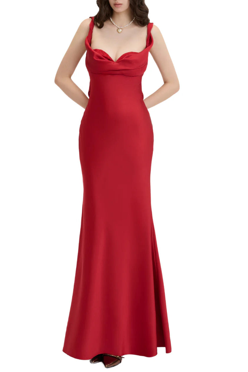 GWENDOLYN CORSET BODYCON MERMAID MAXI DRESS IN RED