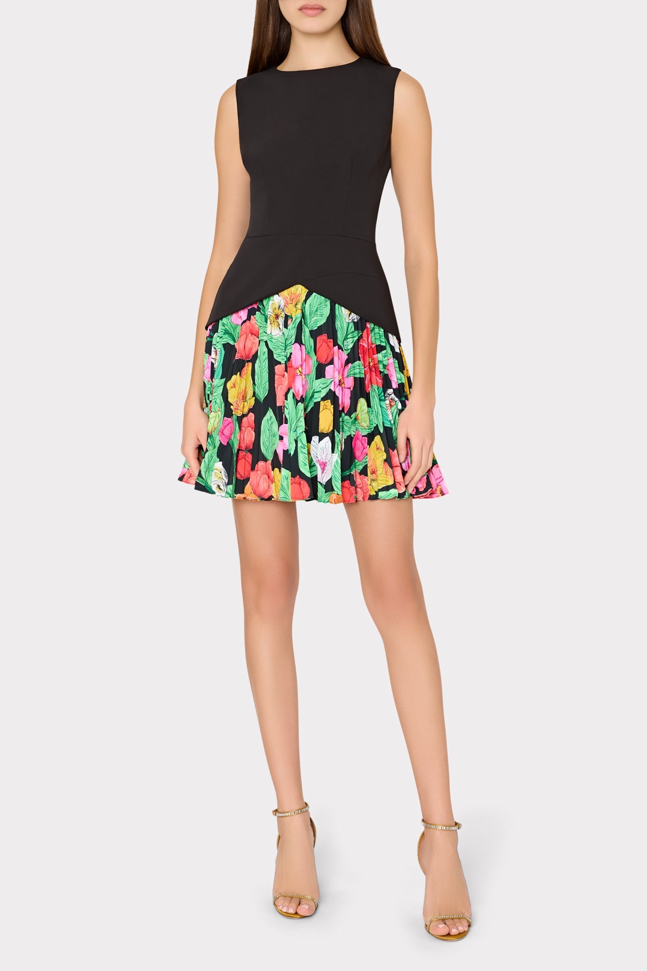 HADDY TULIP ROSETTE PLEATED MINI DRESS