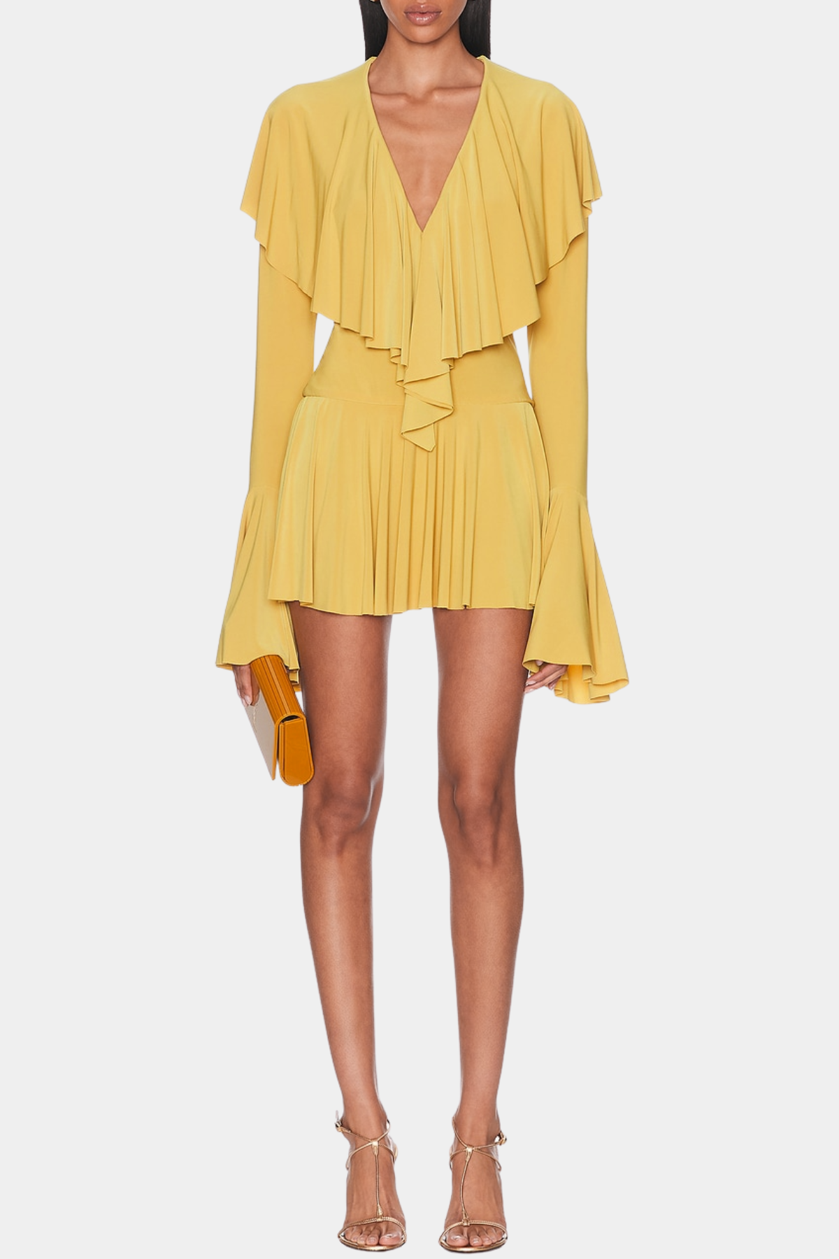 HATHAY RUFFLE MINI DRESS - YELLOW