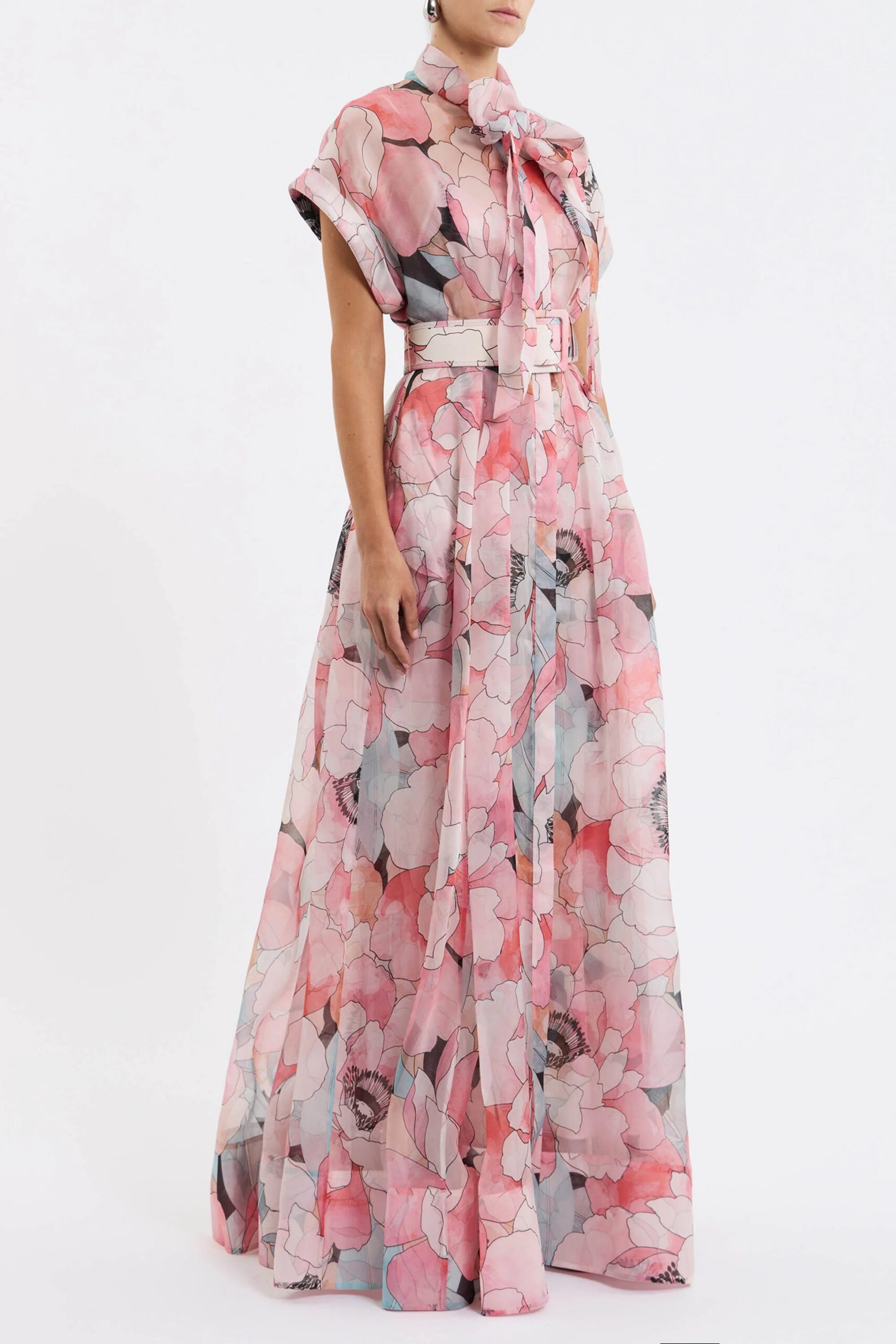 FLORAL SILK ORGANZA MAXI DRESS FOR WEDDINGS