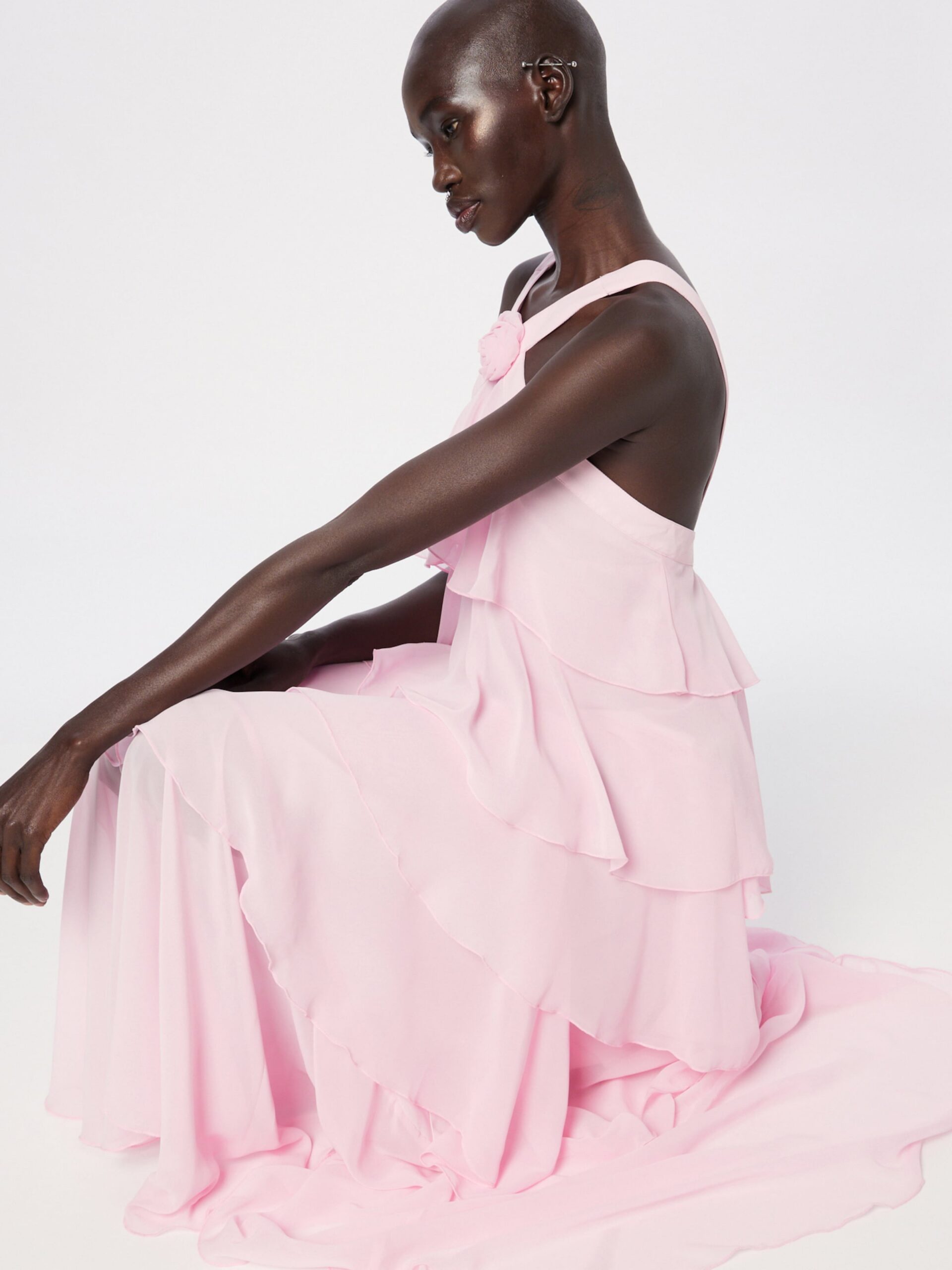 LAYER NECKHOLDER MAXI DRESS PINK FORMAL